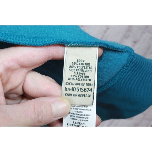 LL Bean Quilted Full Zip Sweatshirt Deep Turquoise 3X Plus - Picture 8 of 12